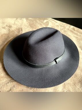 J. Crew Black Wool Fedora Hat with Grosgrain Trim